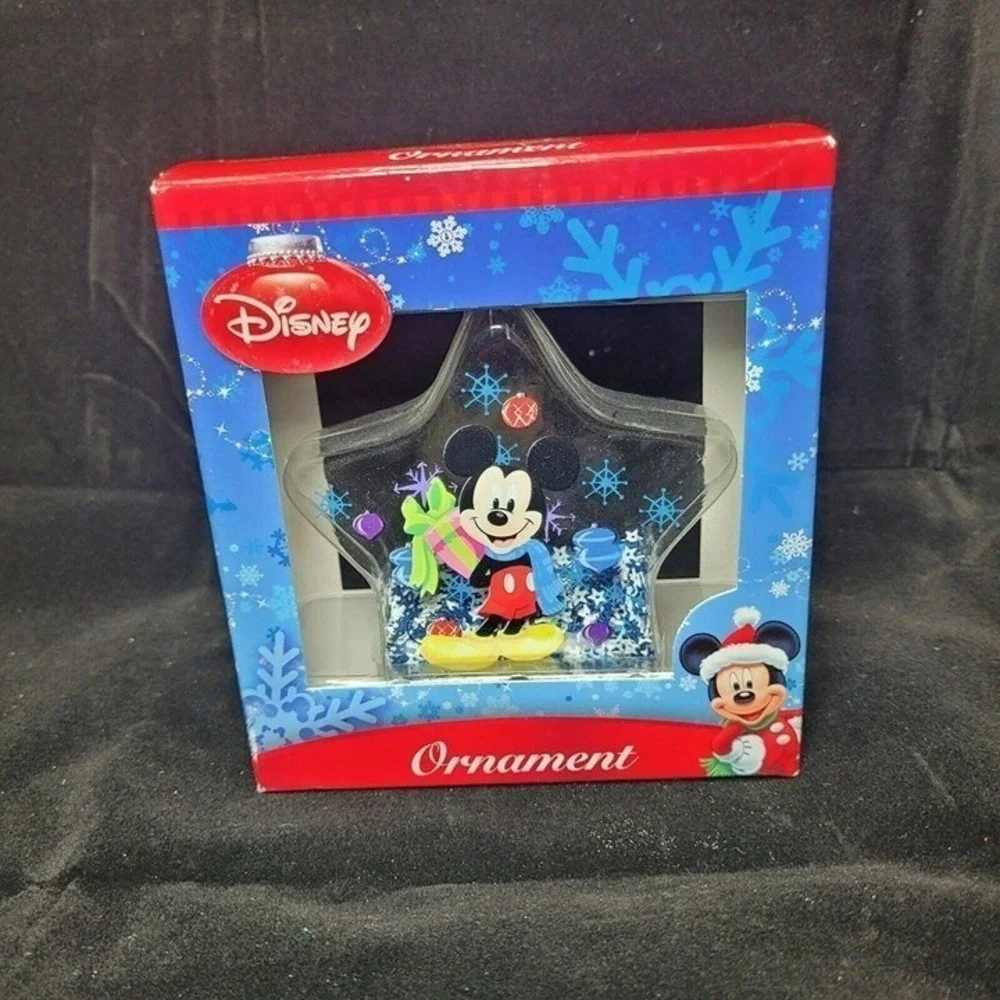 Disney Mickey Mouse‎ Christmas Ornament Clear Star Confetti Filled Holiday